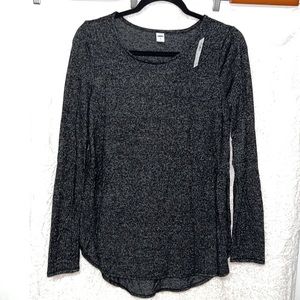 Brand New Old Navy Long Sleeve Nightshirt with Black with gray speckles Medium